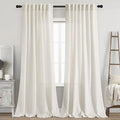 Cream Linen Curtains 93 Inches Long 2 Panels Back Tab Rod Pocket Modern by Nanspring
