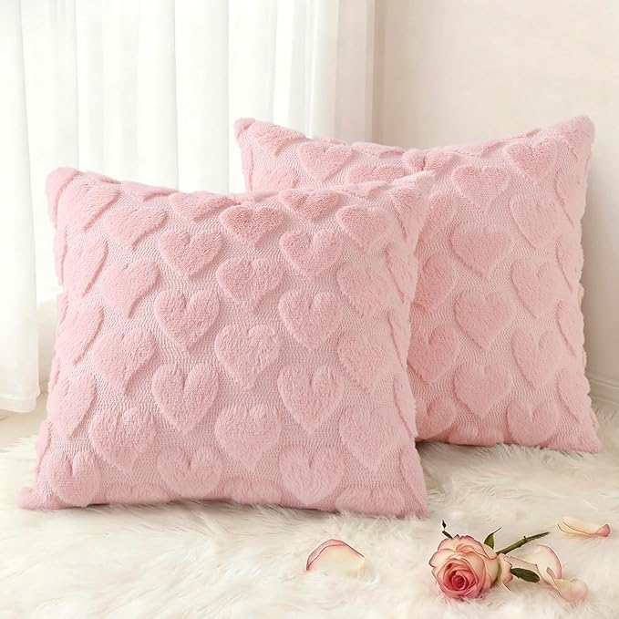decorUhome Valentine’s Day Soft Plush Throw Pillow Covers 16x16 Inch Set of 2 by decorUhome
