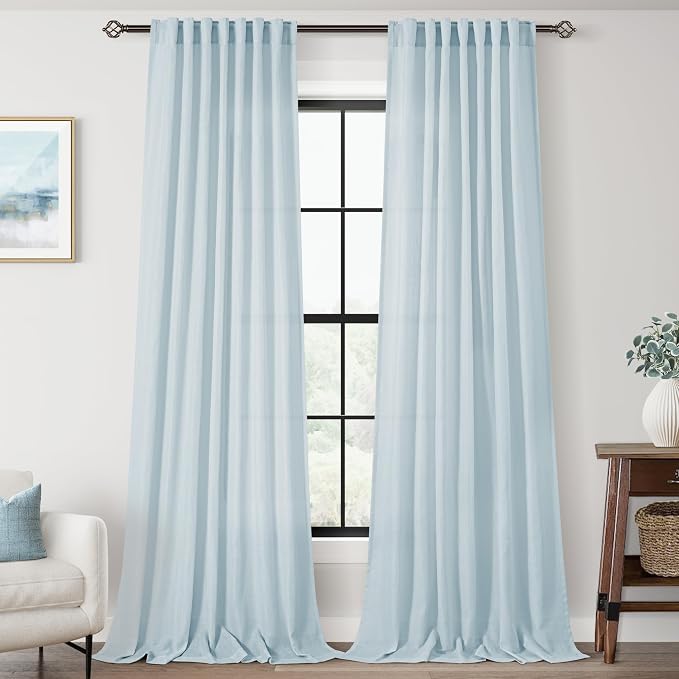 Sky Blue Curtains 108 inch Length by Jolilight