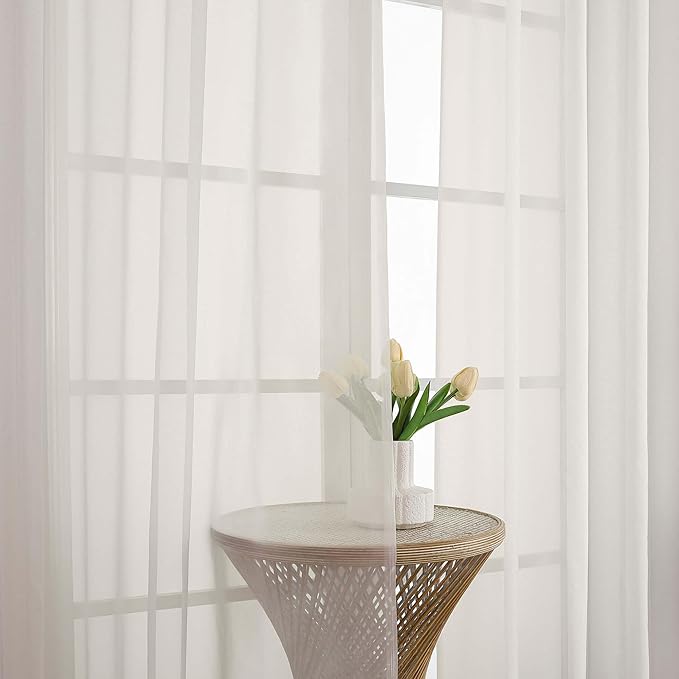 Chyhomenyc Ivory Sheer Curtains 78 Inches Long 2 Panels Set - Image 9