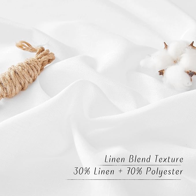 NICETOWN White Linen Bedroom Curtains 84 inches Long, Grommet Thick Linen Blend - Image 4