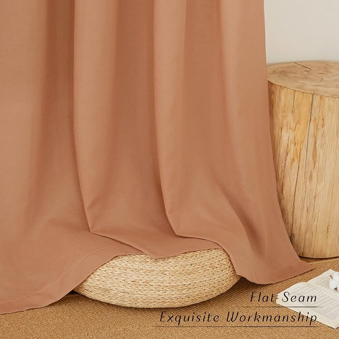 NICETOWN Burnt Orange Short Linen Curtains - Image 7