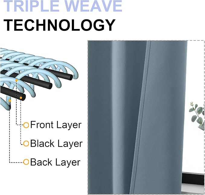 Simplebrand Ava Stone Blue Blackout Curtains - Image 5