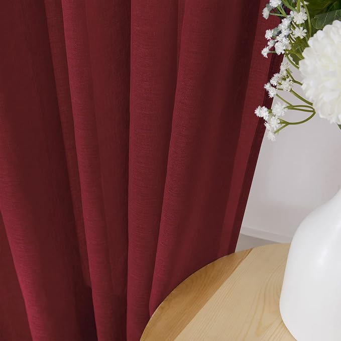 Tollpiz Sheer Curtain Linen Textured Bedroom Curtains Sheer Light Filtering Rod - Image 3