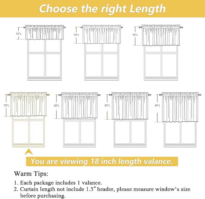 OWENIE Sage Green Valances for Windows 1 Pcs 18 Inch Length, Light Filtering - Image 3