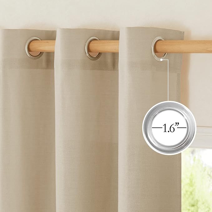 NICETOWN Linen Curtains for Windows 90 inch Long, Grommet Semi Sheer Vertical - Image 4