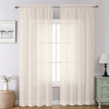 Chyhomenyc Cream Extra Long Sheer Curtains 120 Inches Long, 2 Panels | Light by Chyhomenyc