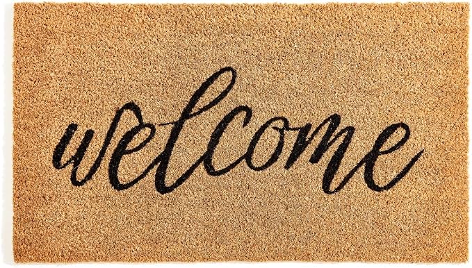 KANKUN Coco Coir Door Mat with Heavy Duty Backing, Welcome Doormat, Doormat by KANKUN