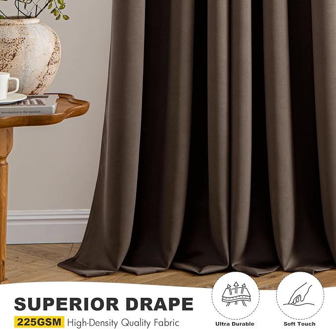 MIULEE Blackout Curtains for Bedroom 2 Panels 40"x84" Long Chocolate Brown | - Image 5