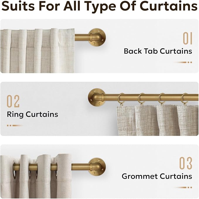 Zeerobee Curtain Rods for Windows 66 to 120, 1 Inch Industrial Wrap Around Warm - Image 8