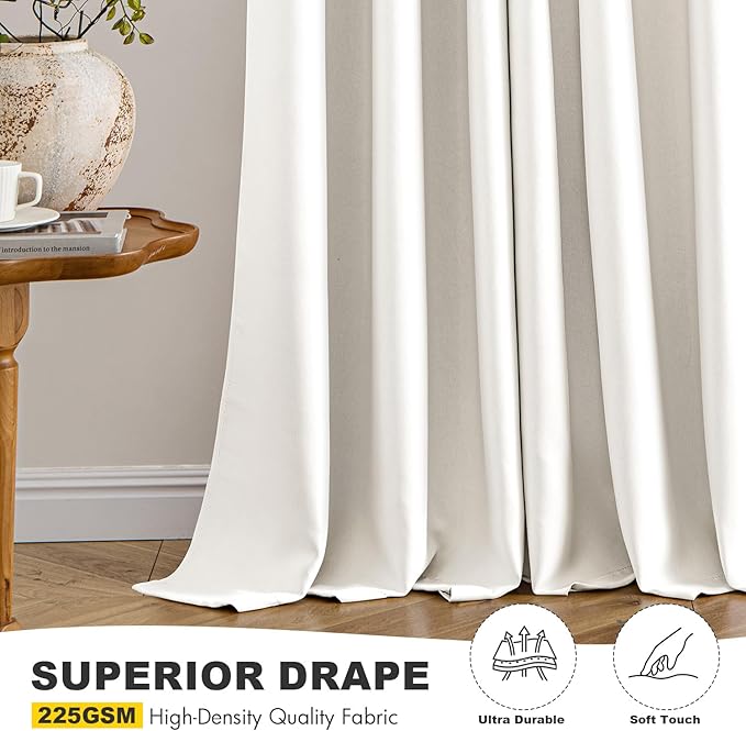 MIULEE Blackout Curtains for Bedroom 2 Panels 40 x 80 Inch Long Ivory | Thermal - Image 5
