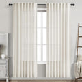 Nanspring Cream Linen Blend Light Filtering Curtains 82 Inch Length 2 Panel Set by Nanspring