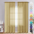 OVZME Gold Sheer Curtains 84 Inches Long 2 Panels by OVZME