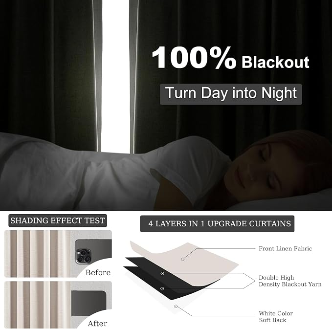 Long Curtains 108 inch Long 2 Panels, Total Blackout Curtain Wide Elegant - Image 6