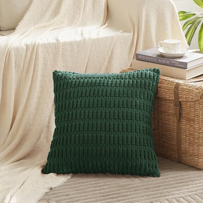 Fancy Homi Set of 4 Dark Green Boho Decorative Throw Pillow Covers 26x26 Inch - Image 2