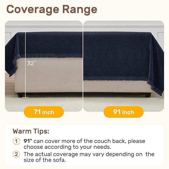 2 Pieces Sectional Couch Covers L Shaped Cover XL Navy Blue | Thick Washable - Image 5