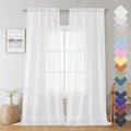 Lecloud White Sheer Curtains 90 Inches Long 2 Panels, Farmhouse Voile Window by Lecloud