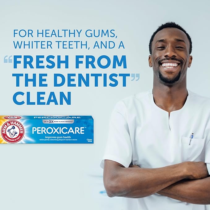 ARM & HAMMER Peroxicare Toothpaste for Gum Health, Baking Soda Toothpaste, Clean Mint, 6.0 oz (Pack of 4