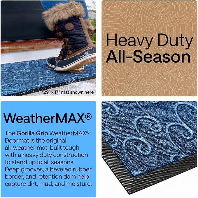 GORILLA GRIP 100% Waterproof All-Season WeatherMAX Doormat 35x23, US Designed - Image 3