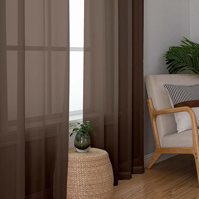 OWENIE Sheer Curtains 63 inch Length 2 Panels Set, Rod Pocket Voile Fimly Sheer - Image 5