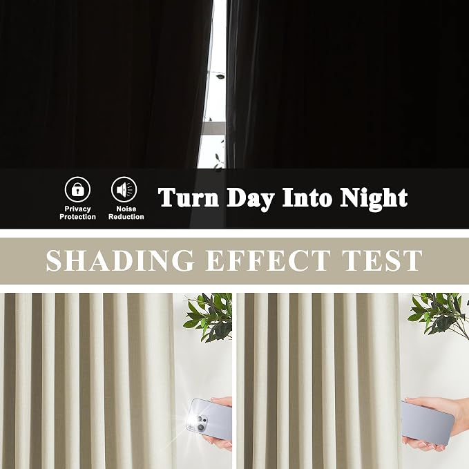 Vision Home Sand Pinch Pleated Full Blackout Curtains Linen Blended Room - Image 7