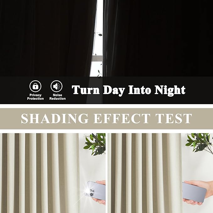 Vision Home Sand Pinch Pleated Full Blackout Curtains Linen Blended Room - Image 6