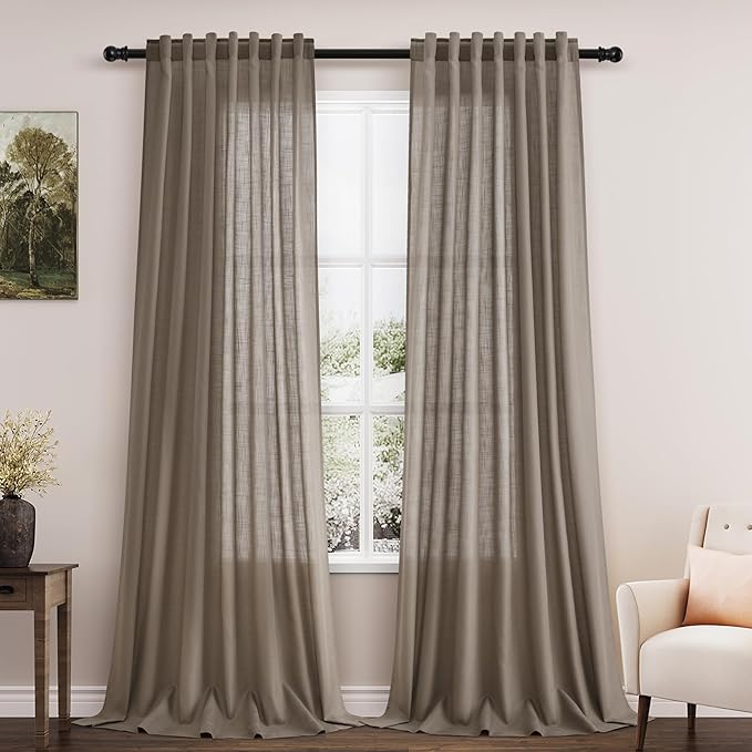 Nanspring Dark Taupe Linen Curtains by Nanspring