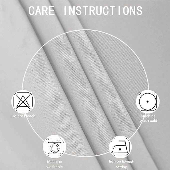 Blackout Curtains 52 x 90 Inch Long Light Grey Curtains Set of 2 Panels Room - Image 4