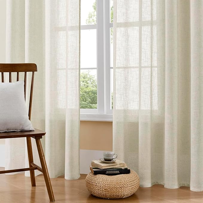 Joydeco Linen Curtains 72 Inch Length 2 Panel Sets, Light Filtering Curtains - Image 2