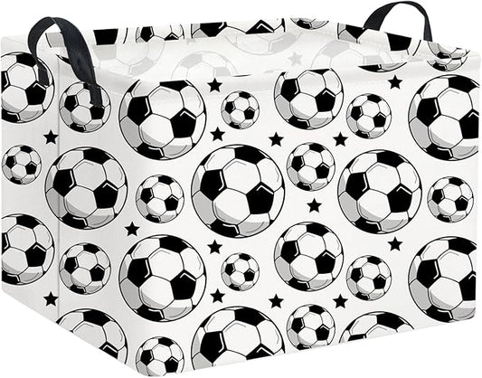 HIYAGON Rectangular Soccer Basket Kids Gift Basket Baby Boy Basket Kids Toy Storage Bin Basket Organizer Box Soccer Room Decor(Soccer)