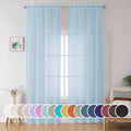 OWENIE Sky Blue Sheer Curtains 90 Inches Long by OWENIE