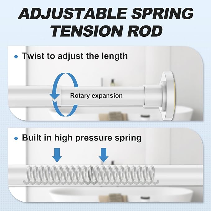 CorkLatta White Shower Curtain Rod 31 to 104 Inch, 1 Inch Diameter Adjustable - Image 2