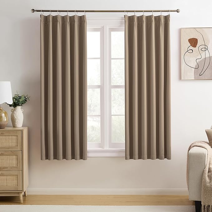 Short Pinch Pleated Blackout Curtains 72 Inch Long 2 Panels by KEQIAOSUOCAI