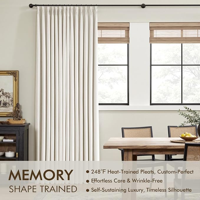 MIULEE Beige White Pinch Pleated 100% Blackout Linen Curtains 40x90 Inches | - Image 3