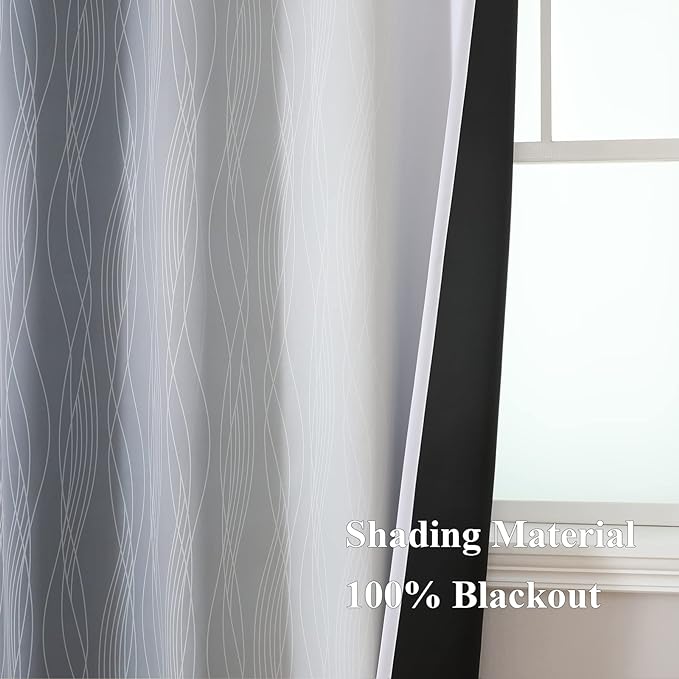 Estelar Textiler Grey and Greyish White Blackout Curtains & Drapes - Image 5