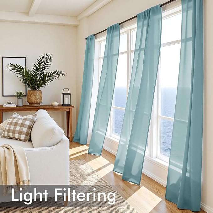 MIULEE Dusty Blue Sheer Curtains 84 Inches Long 4 Panels 42 x 84 Inches | Light - Image 4