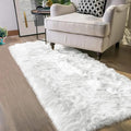 Latepis White Shag Rug 2x5 Runner Faux Sheepskin Fur Rug by Latepis
