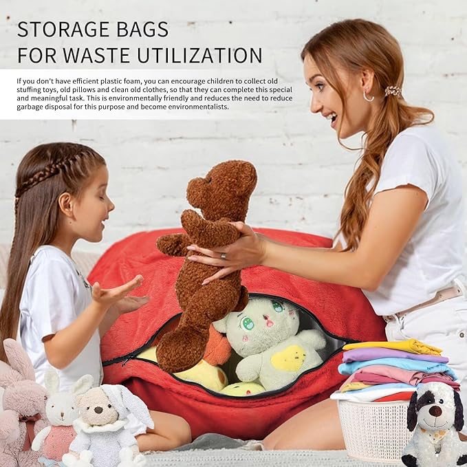Bean Bag Chair for Adults 3FT,Soft Removable Cover for Teens/Girls Bedroom,Fluffy Giant Round Floor Beanbag Lounger Chairs (No Filler,Big Red)