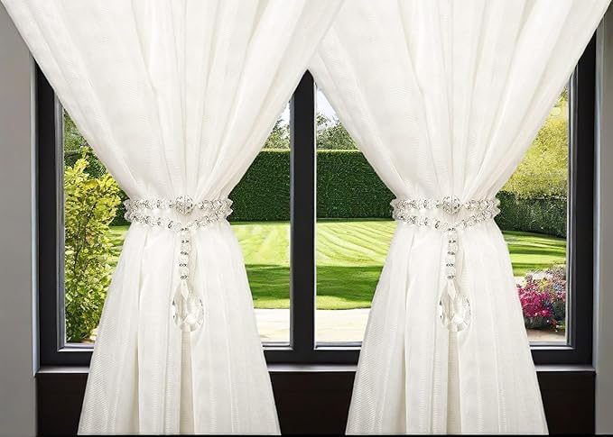 SUQ I OME 1 Pair of Luxury Crystal Beaded Magnetic Curtain Tieback and Holdback - Image 6