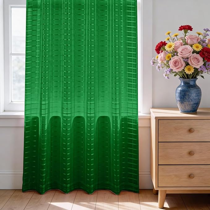 SpaceDresser Check Sheer Curtains 96 Inches Long - Image 3