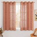 LAMIT Semi Sheer Linen Curtains 45 Inch Length, Terracotta Light Filtering Fall by LAMIT
