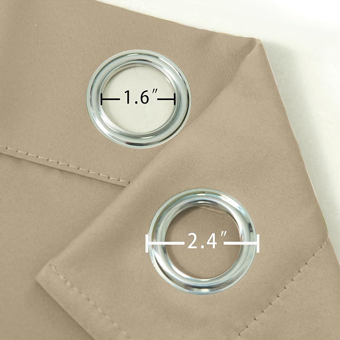 Blackout Curtains 52 x 120 Inch Long Beige Curtains Set of 2 Panels Room - Image 5