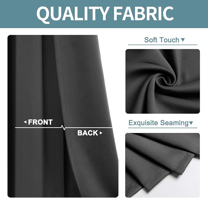 ChrisDowa Blackout Curtains for Bedroom and Living Room 120 Inches Long | 2 - Image 3