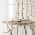 HOMEIDEAS Taupe Sheer Curtains 84 Inches Long 2 Panels Beige Embroidered Floral by HOMEIDEAS