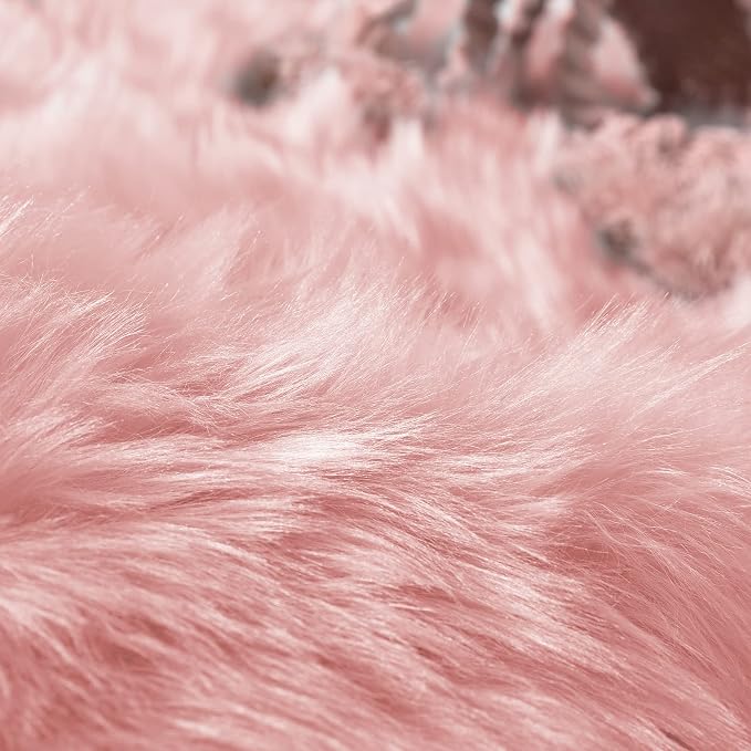 Goolela Pink Area Rug 6x9 Fluffy Fuzzy Furry Sheepskin Rug - Image 8
