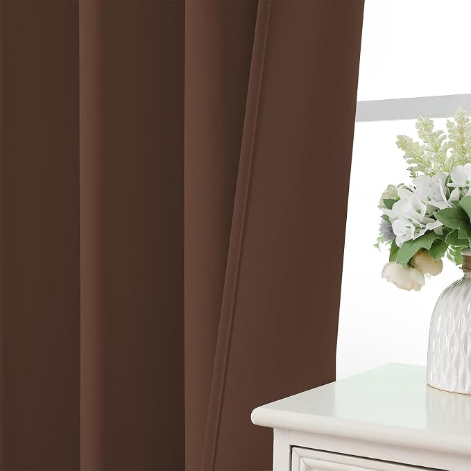 CUCRAF Brown Blackout Curtains 96 inch Length 2 Panels Set, Rod Pocket Room - Image 6