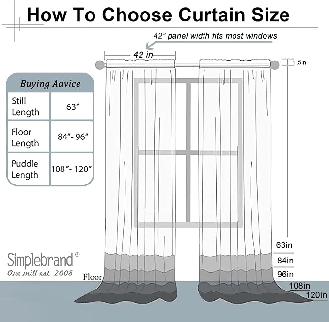 Simplebrand Ivory Sheer Curtains 108 Inches Long, Extra Long Rod Pocket Solid - Image 8