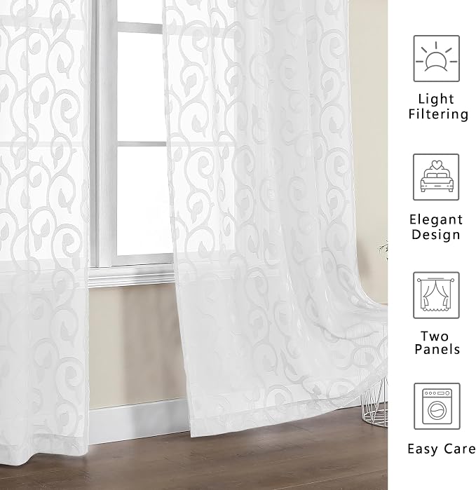 OWENIE Furman Sheer Curtains 63 inch Length - Image 6