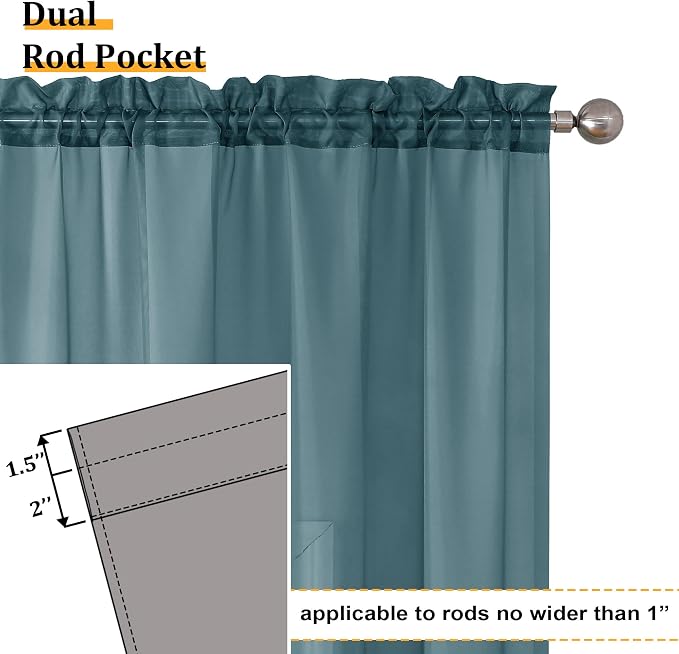 Aiyufeng Dusty Blue Sheer Curtains 72 Inch Length 2 Panels Set, Light Filtering - Image 4