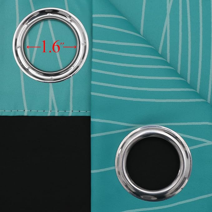 Estelar Textiler Full Room Darkening Greyish White and Teal Blackout Curtains - Image 7